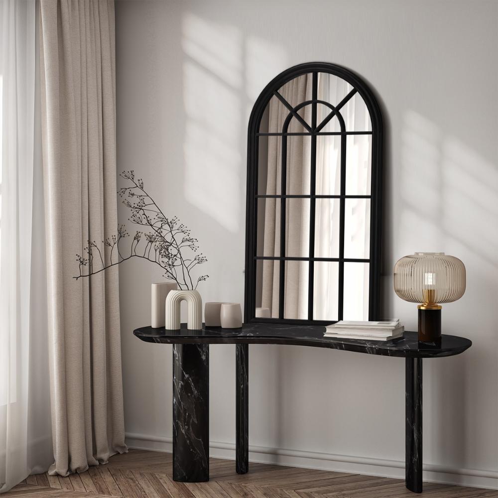 Window Mirror Arched Wall Mirrors 76x51cm Black