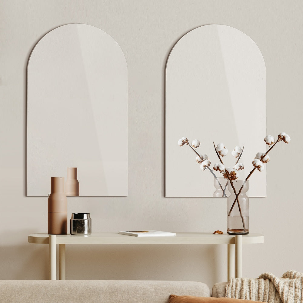2X Wall Mirrors 86x50cm Arched Bathroom Frameless Mirror