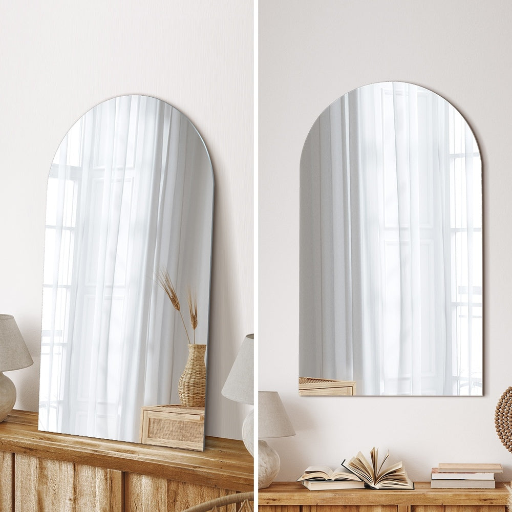2X Wall Mirrors 86x50cm Arched Bathroom Frameless Mirror