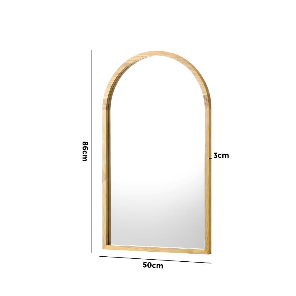 Wall Mounted Mirror Wooden Frame Arched 86 x 50cm