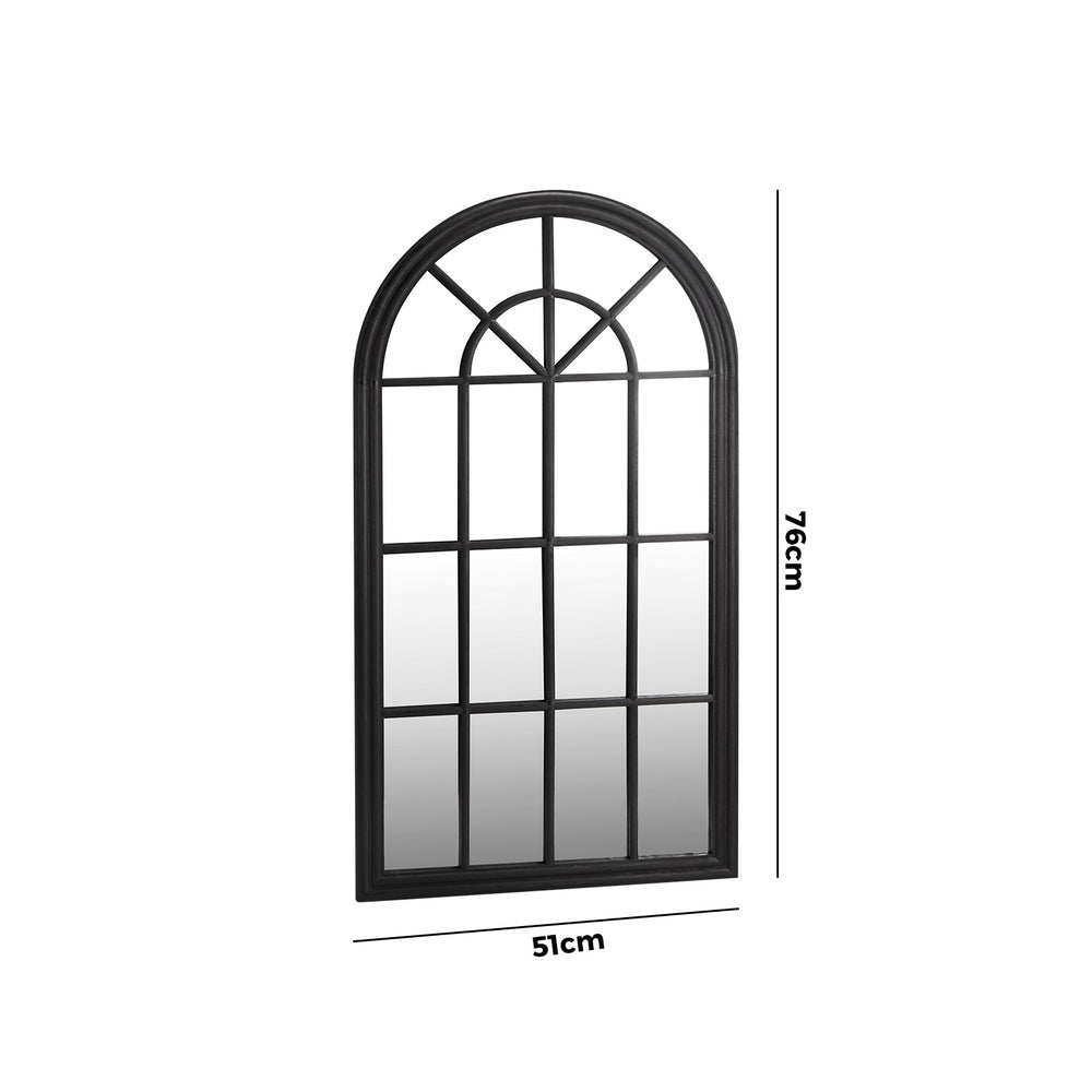 Oikiture Window Mirror Arched Wall Mirror 76x51cm Black