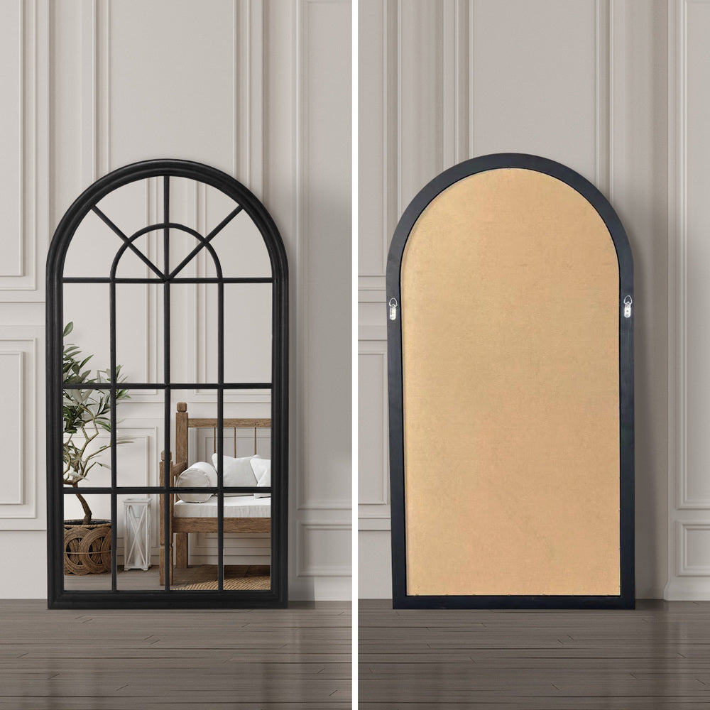 Oikiture Window Mirror Arched Wall Mirror 76x51cm Black
