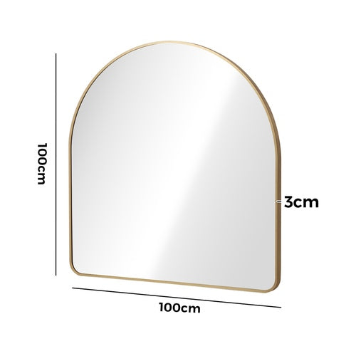Oikiture 2PC Arched Vanity Mirror Aluminium Frame 100x100cm Gold