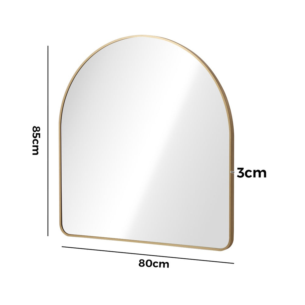 Oikiture 2 Pack Arched Wall Mirrors 85x80cm Gold Aluminium Frame Vanity Bathroom