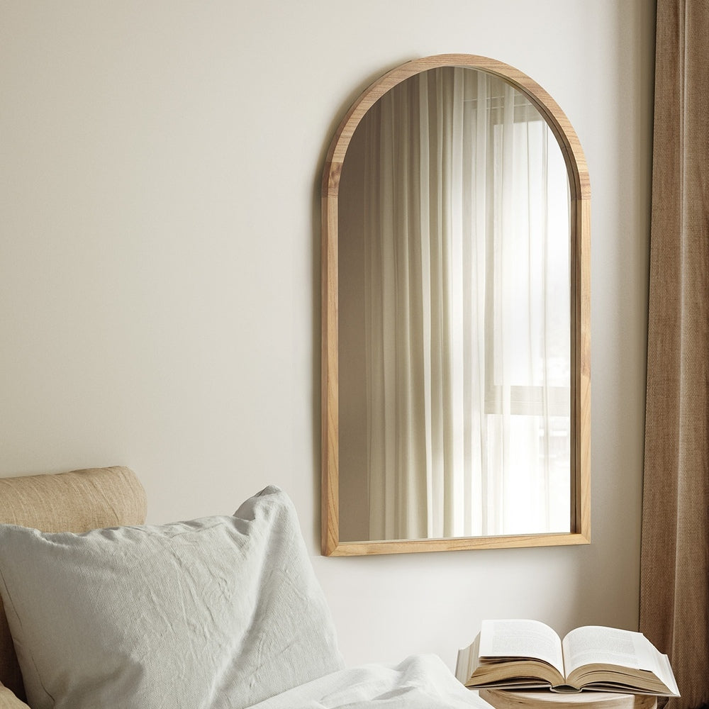 Wall Mirror Wooden Frame Arched 86 x 50cm