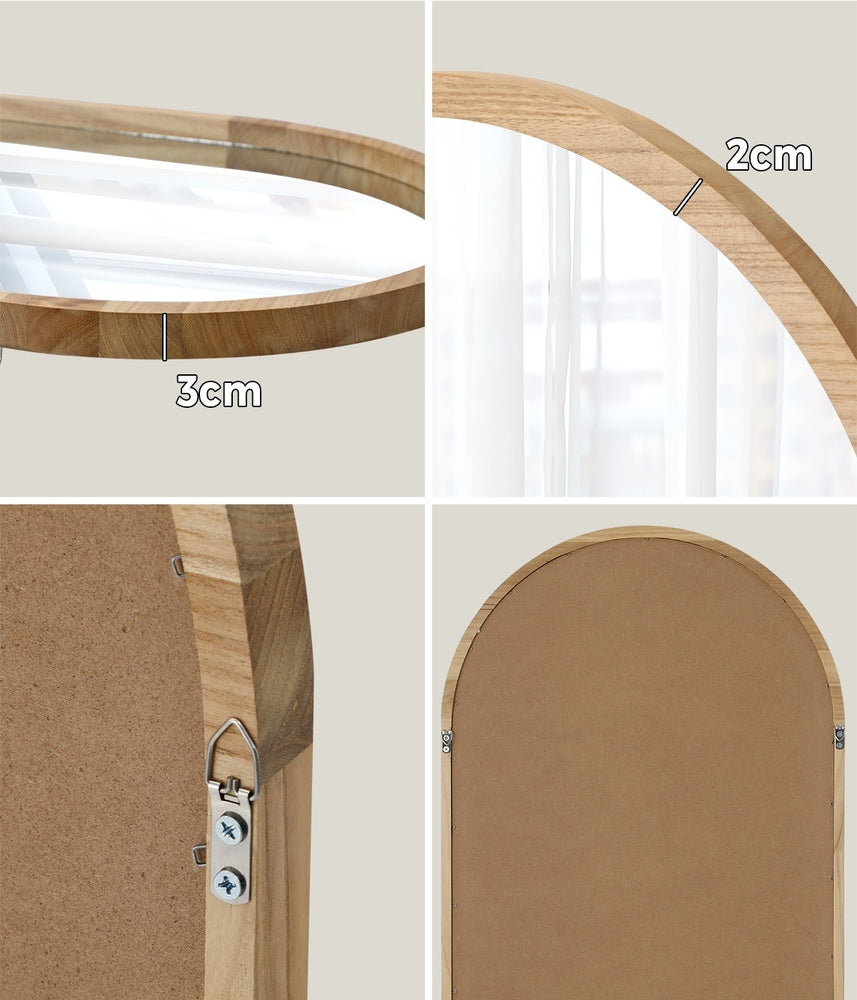 Wall Mirror Wooden Frame Arched 86 x 50cm