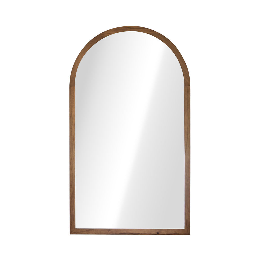 Arched Wall Mirror – Paulownia Wood Frame, 86×50cm, Brown (Set of 2)