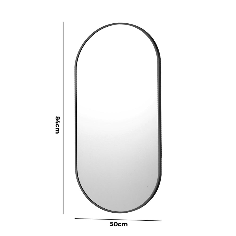 Oikiture Wall Mirror Oval Black 84x50cm