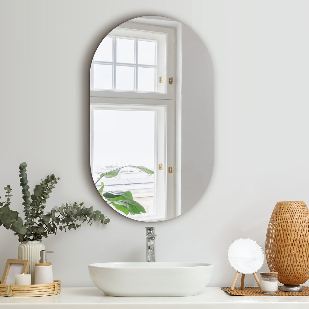 Oikiture Wall Mirror Oval Frameless 84x50cm
