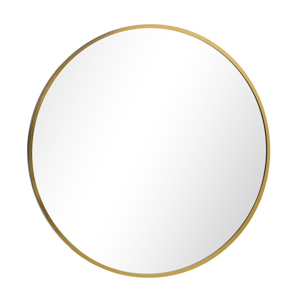 Round Wall Mounted Mirror with Wood Frame 50cm