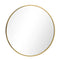 Oikiture Round Wall Mirror 50cm Wooden Frame Paulownia Brown Bathroom Decor