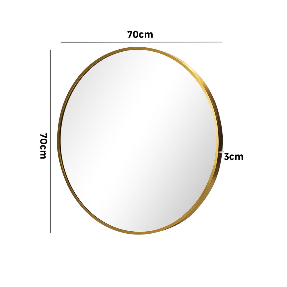 Round Wall Mounted Mirror with Wood Frame 50cm