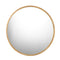 Oikiture 70cm Round Wall Mirror Paulownia Wood Frame Brown Decorative Mirror