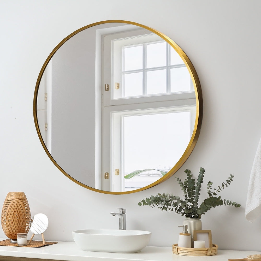 Oikiture Wall Mirror Round 80cm Gold