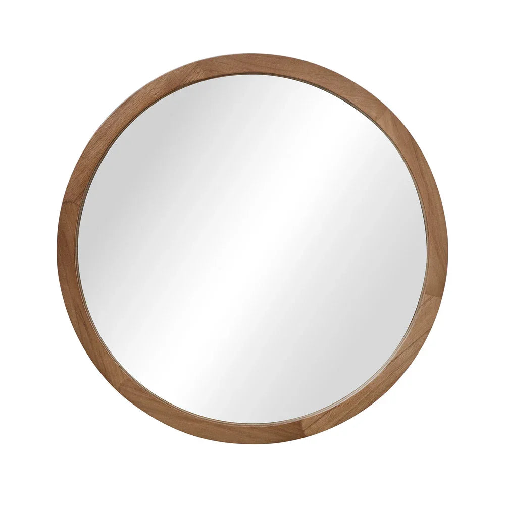 Wall Mirrors Round Home Decor 80cm Walnut Set of 2