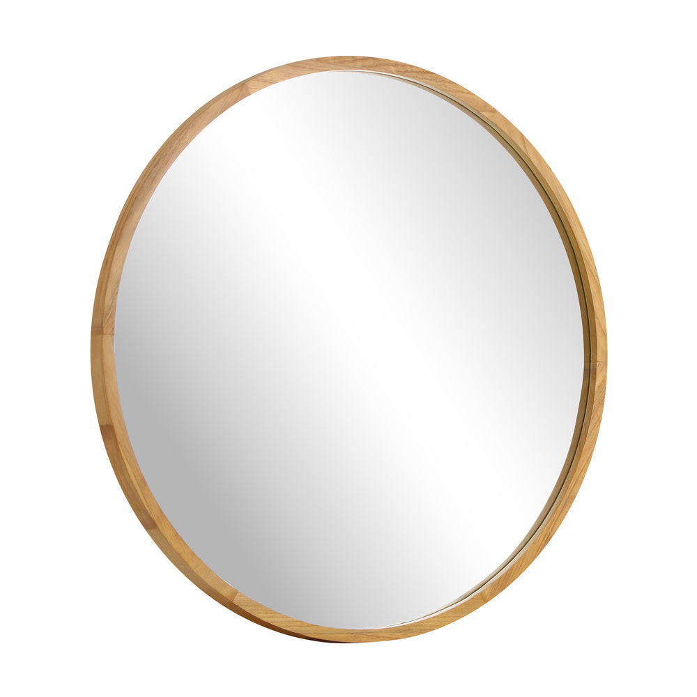 Wall Mirror with Wood Frame 90cm Round