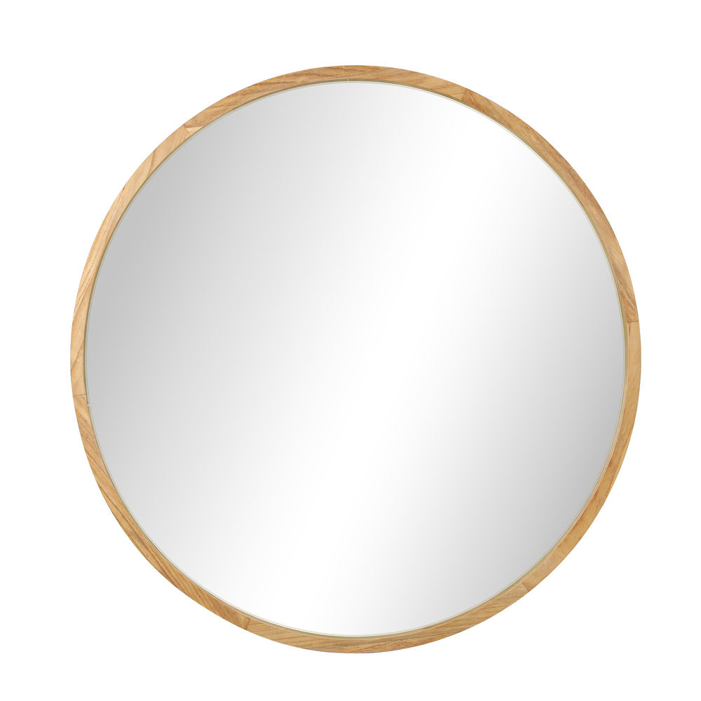 Wall Mirror with Wood Frame 90cm Round
