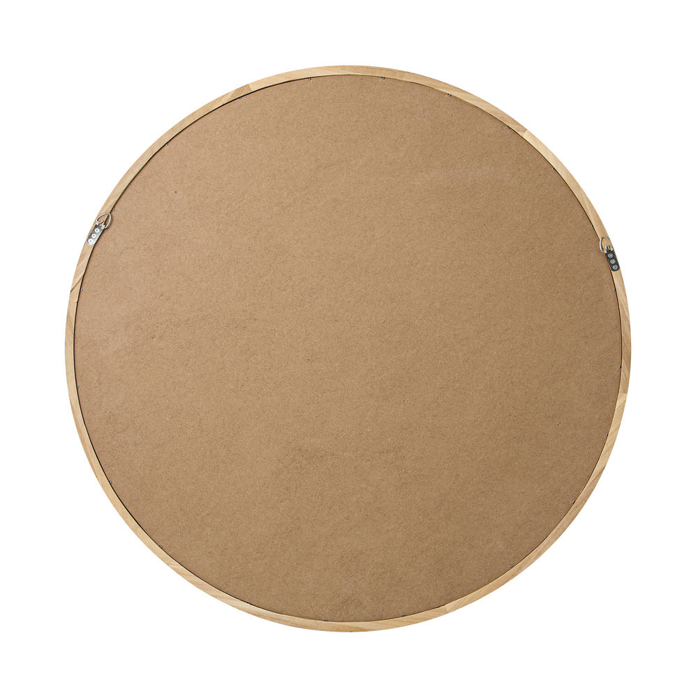 Wall Mirror with Wood Frame 90cm Round