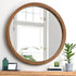 Wall Mirrors 90cm Round Makeup Mirror Decor Bathroom Walnut