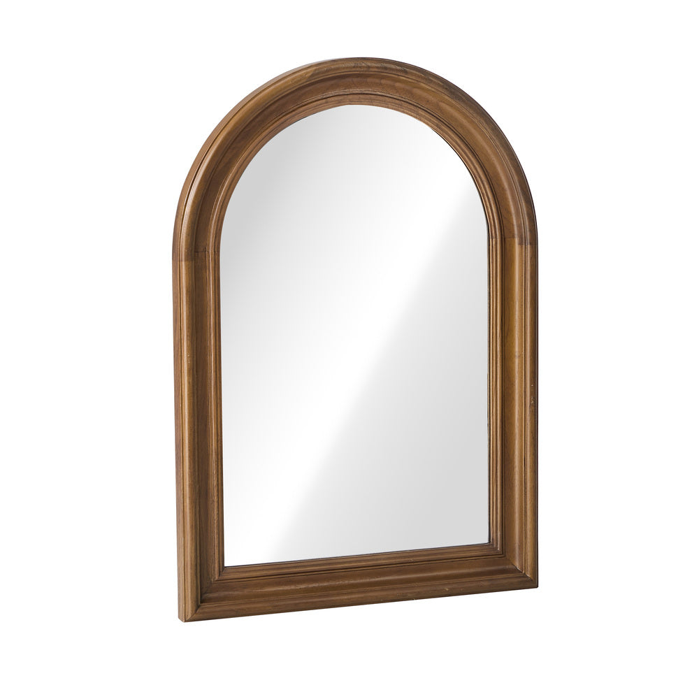 Oikiture Arched Wall Mirror Wide Frame 85x60cm Walnut