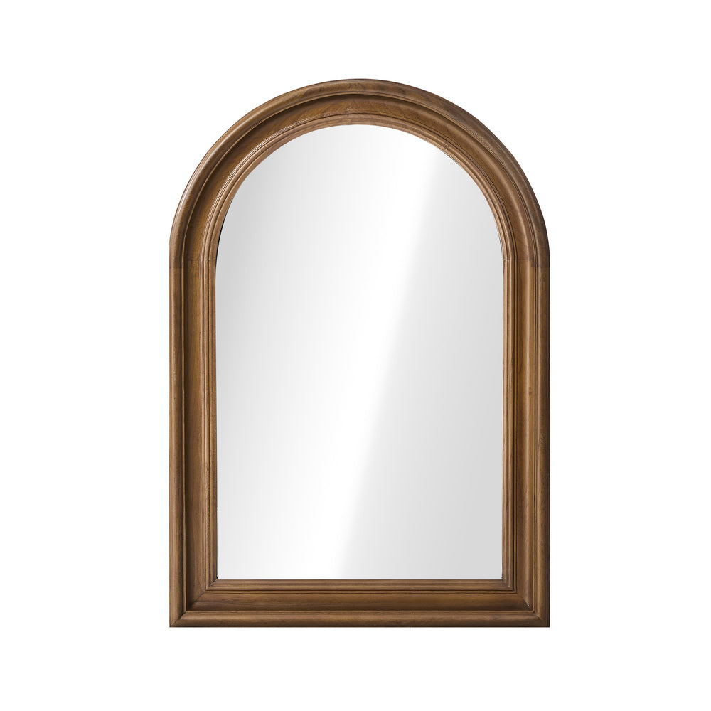 Oikiture Arched Wall Mirror Wide Frame 85x60cm Walnut