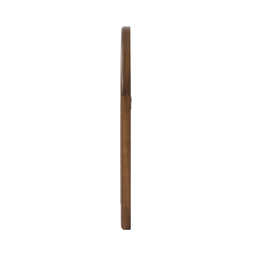 Oikiture Arched Wall Mirror Wide Frame 85x60cm Walnut