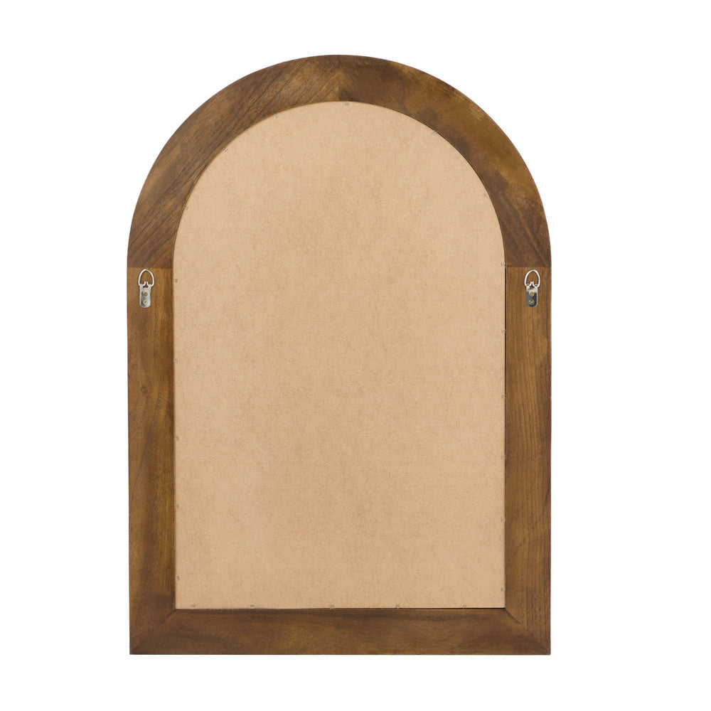 Oikiture Arched Wall Mirror Wide Frame 85x60cm Walnut
