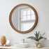 Oikiture 2 Pack Round Wall Mirrors 70cm Walnut Wide Wooden Frame Circle Decor