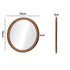 Oikiture 2 Pack Round Wall Mirrors 70cm Walnut Wide Wooden Frame Circle Decor