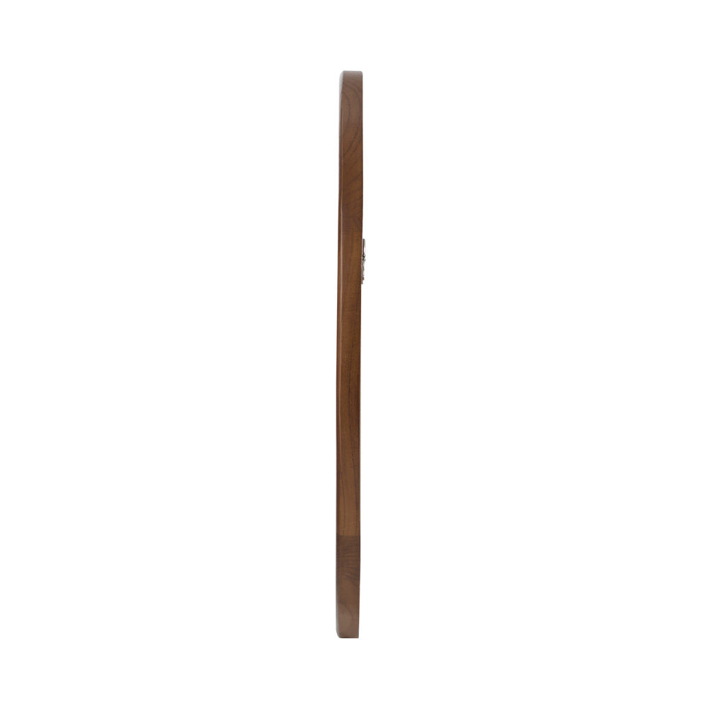 Oikiture 2 Pack Round Wall Mirrors 70cm Walnut Wide Wooden Frame Circle Decor