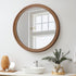 Oikiture 2 Pack Round Wall Mirrors 80cm Walnut Wide Wooden Frame Circle Decor