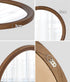 Oikiture 2 Pack Round Wall Mirrors 80cm Walnut Wide Wooden Frame Circle Decor