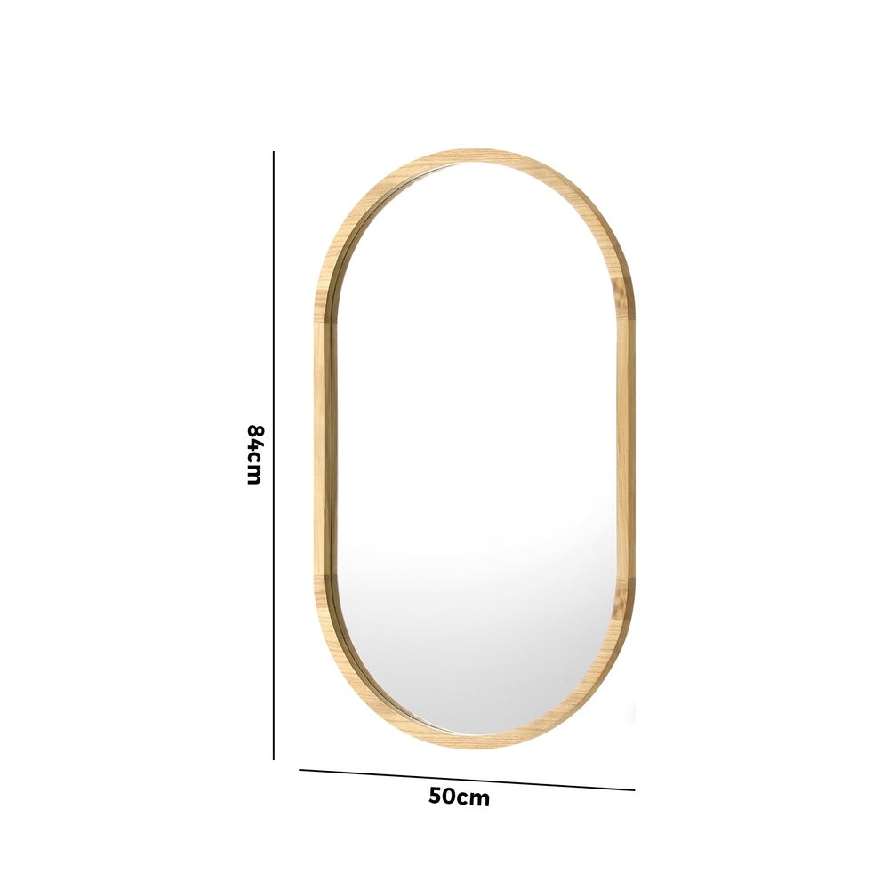 Wooden Wall Mirrors Oval Mirror 84x50cm Set of 2