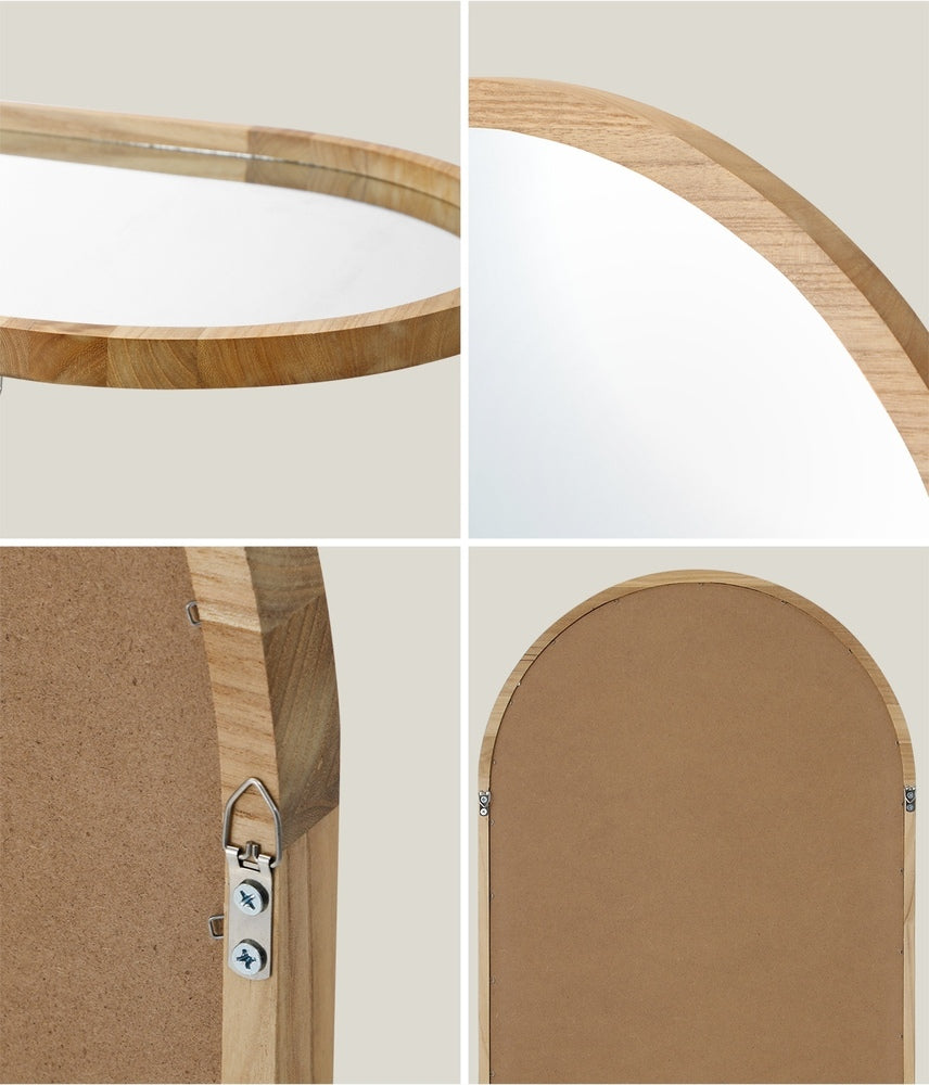 Wooden Wall Mirrors Oval Mirror 84x50cm Set of 2