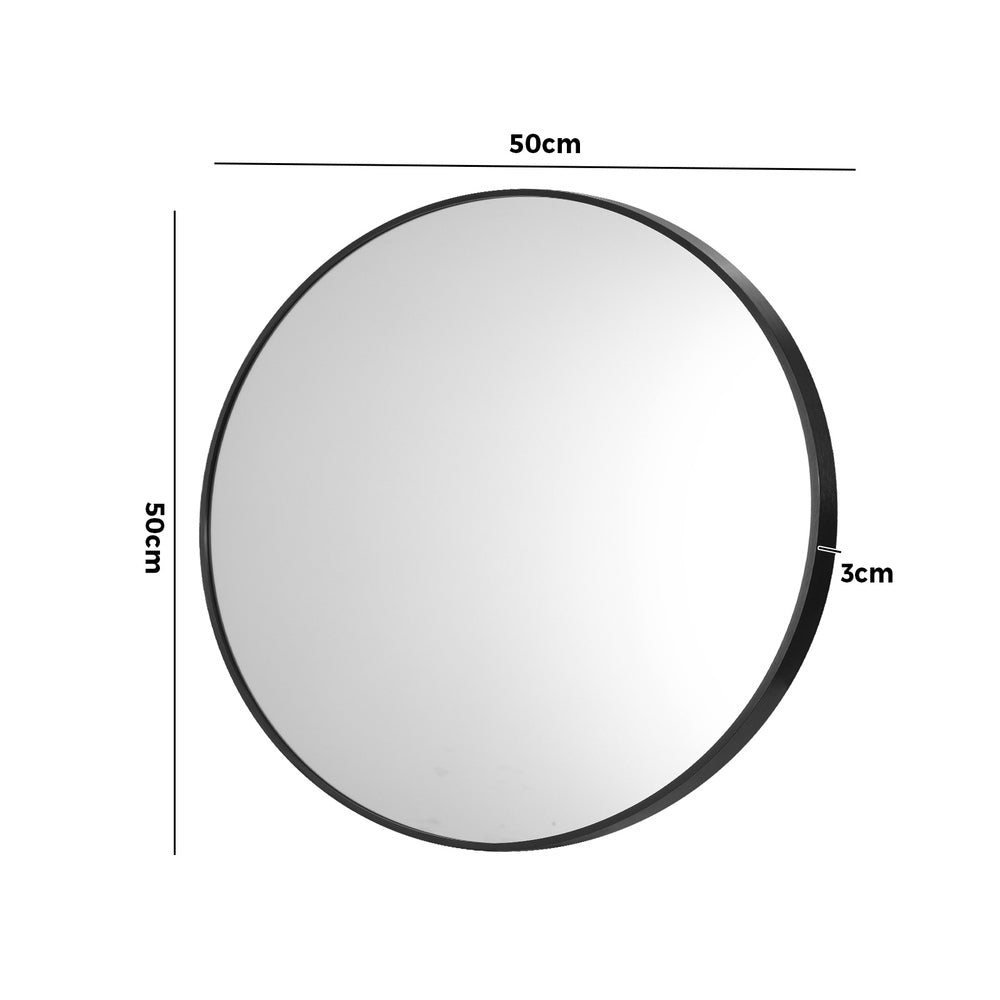 Wall Mirrors Round 50cm Black Set of 2