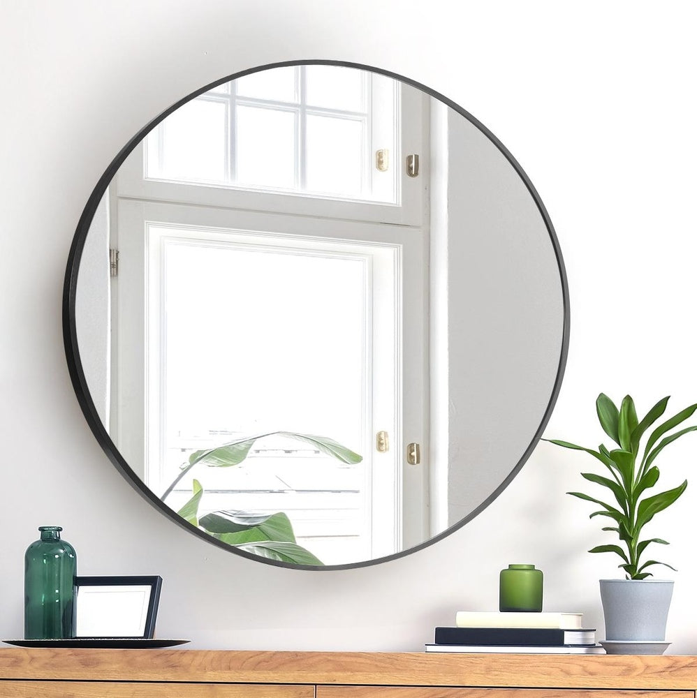 Wall Mirrors Round 50cm Black Set of 2