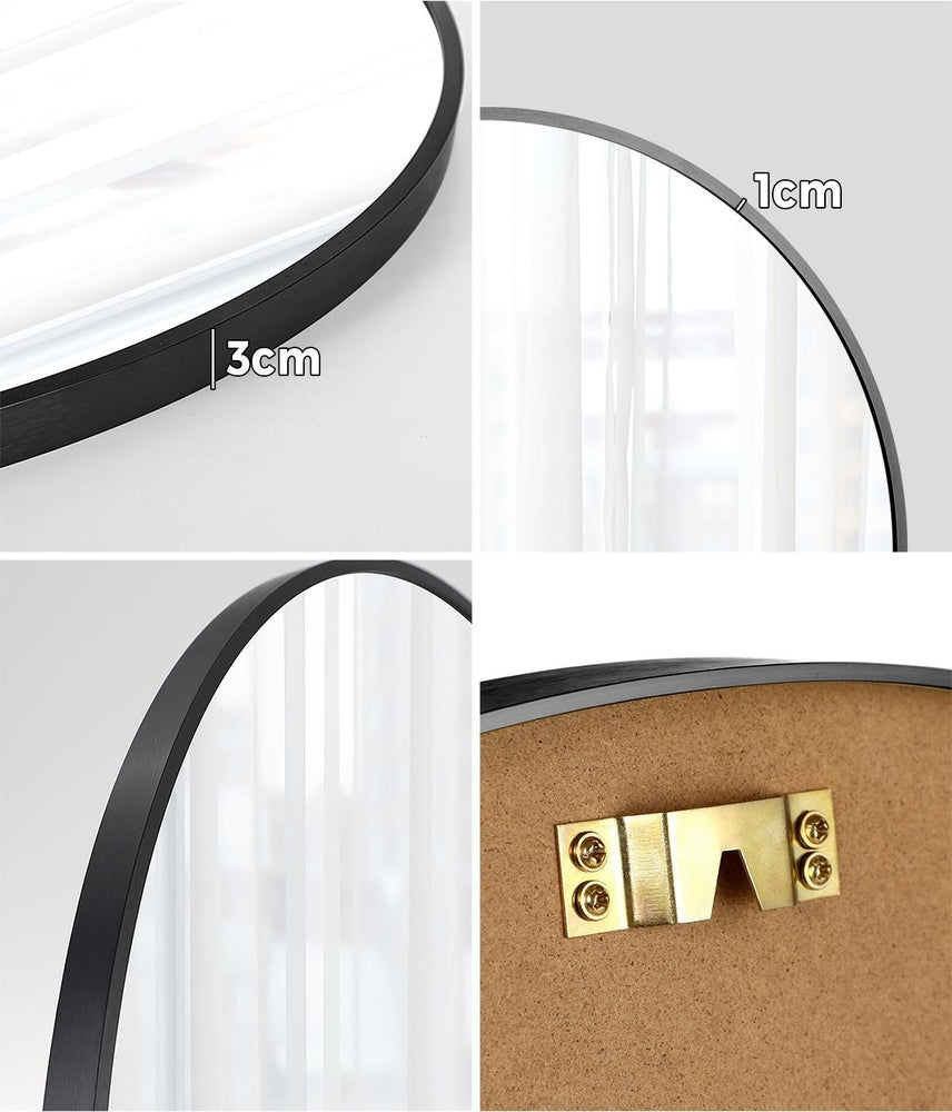 Wall Mirrors Round 50cm Black Set of 2