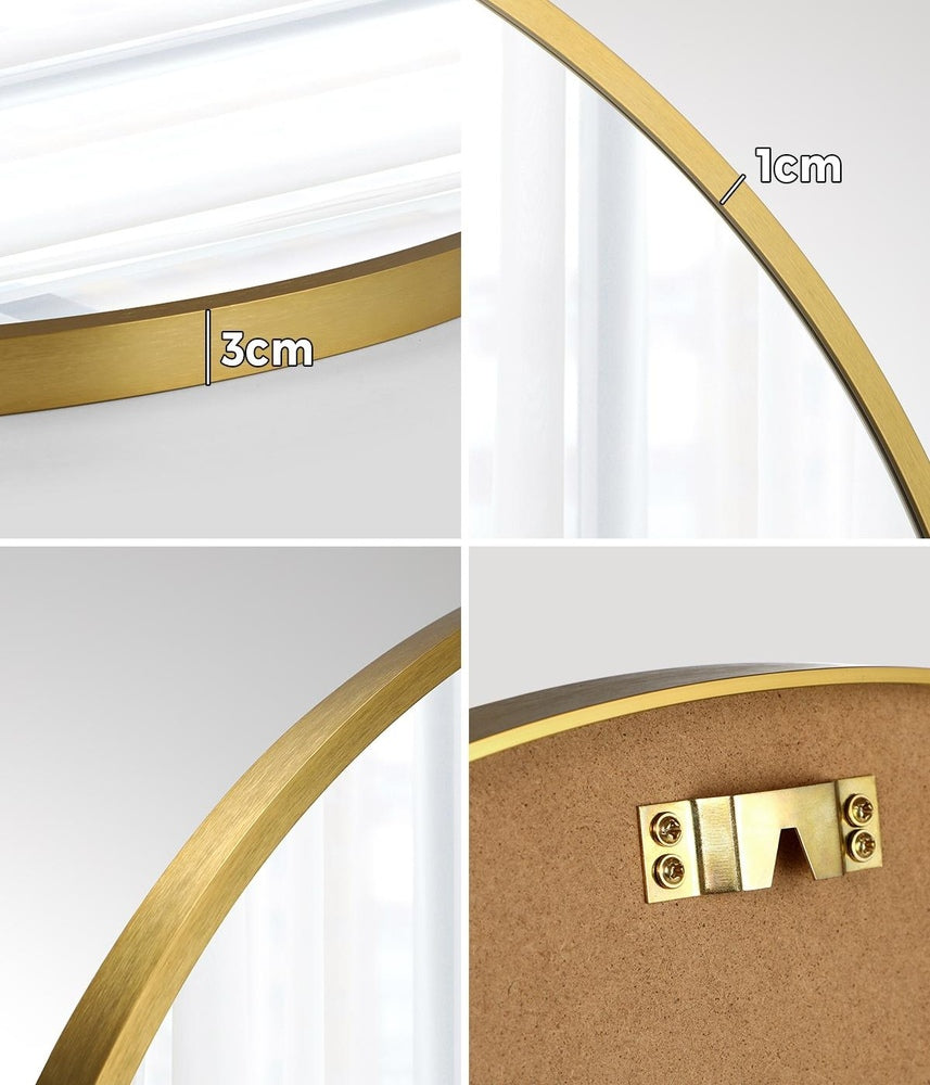Oikiture Wall Mirrors Round 50cm Gold Set of 2