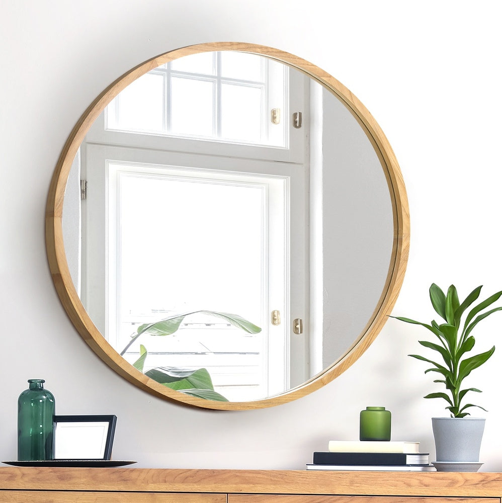 Wall Mirrors Round 70cm Wooden Set of 2