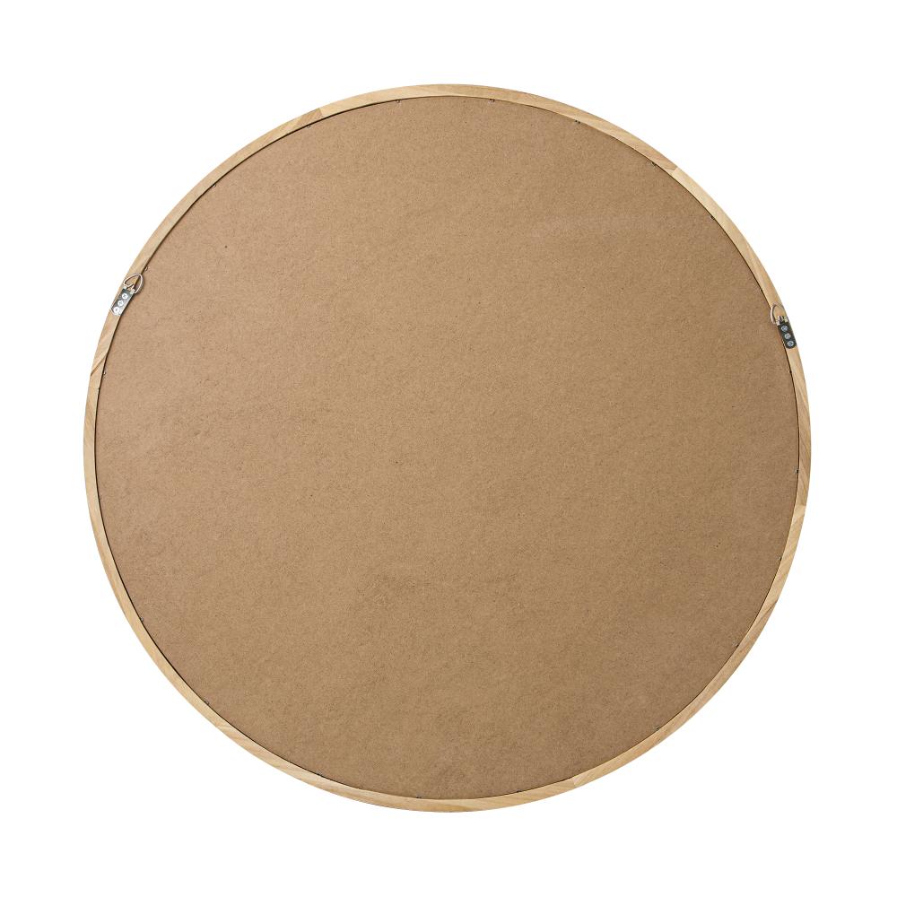 Wall Mounted Mirror with Wood Frame 90cm Round