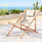 Wooden Folding Beach Chair Adjustable Reclining Deck Chair Beige