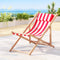 Foldable Wooden Beach Chair Adjustable Reclining Outdoor Deck Chair Red White