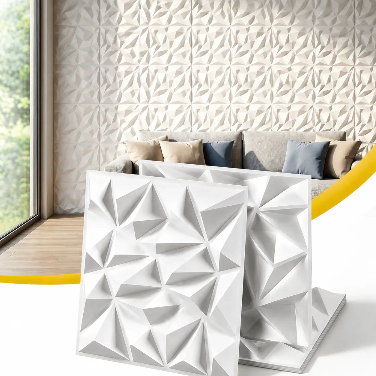 3D Wall Panels Diamond PVC Decorative Panels 50x50cm Set of 15 Feature Wall