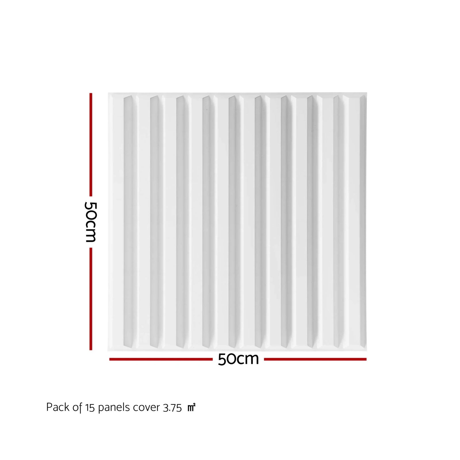 3D Wall Panels Vertical PVC Decorative Panels 50x50cm Set of 15 Feature Wall Vert
