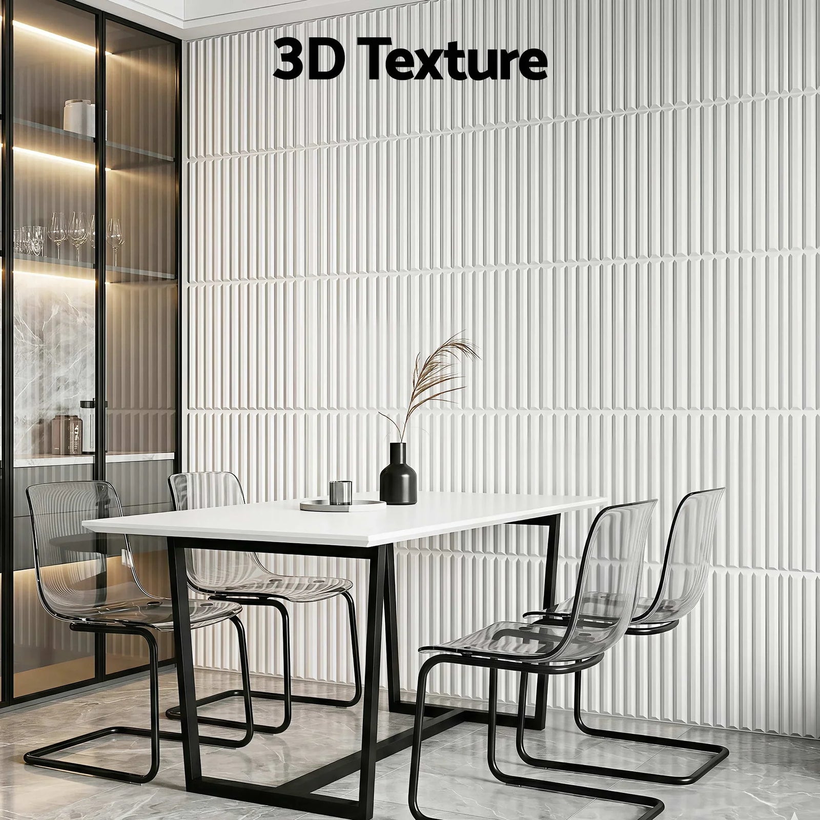 3D Wall Panels Vertical PVC Decorative Panels 50x50cm Set of 15 Feature Wall Vert
