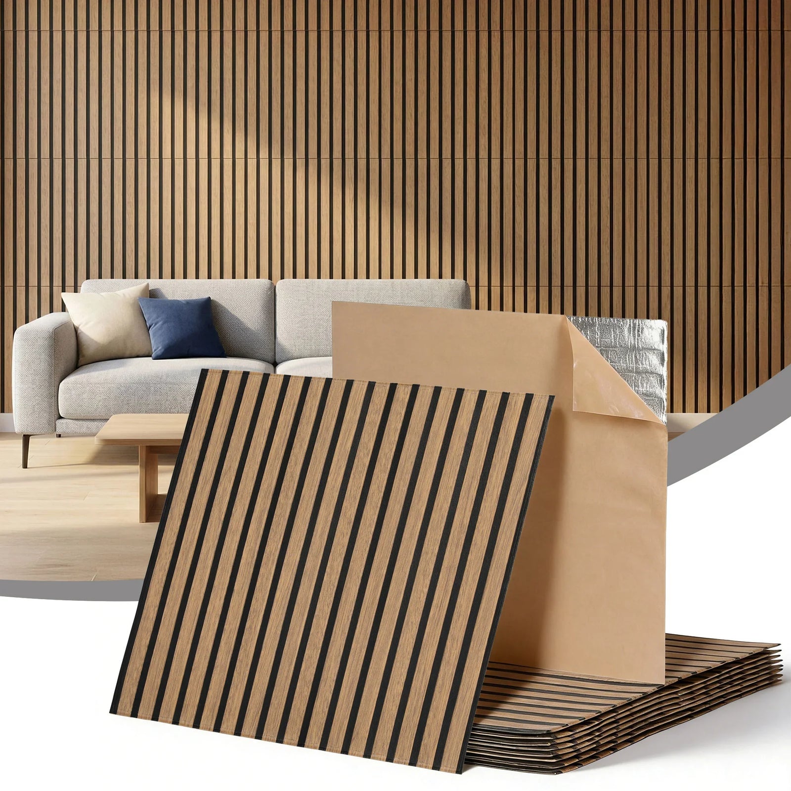 10PCS Peel and Stick Wall Panels Tiles 68X68CM Self Adhesive for Home Office Studio Brown