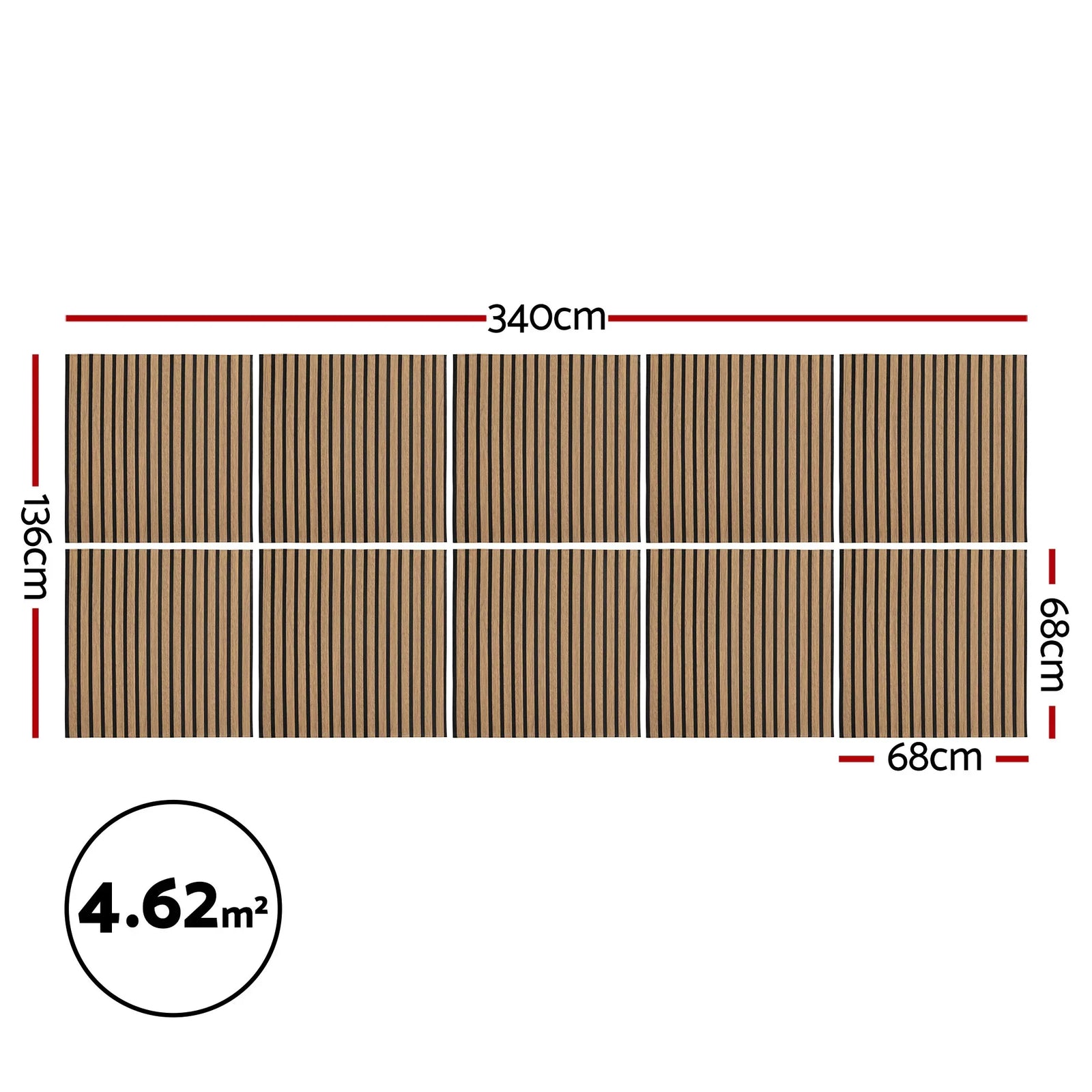 10PCS Peel and Stick Wall Panels Tiles 68X68CM Self Adhesive for Home Office Studio Brown