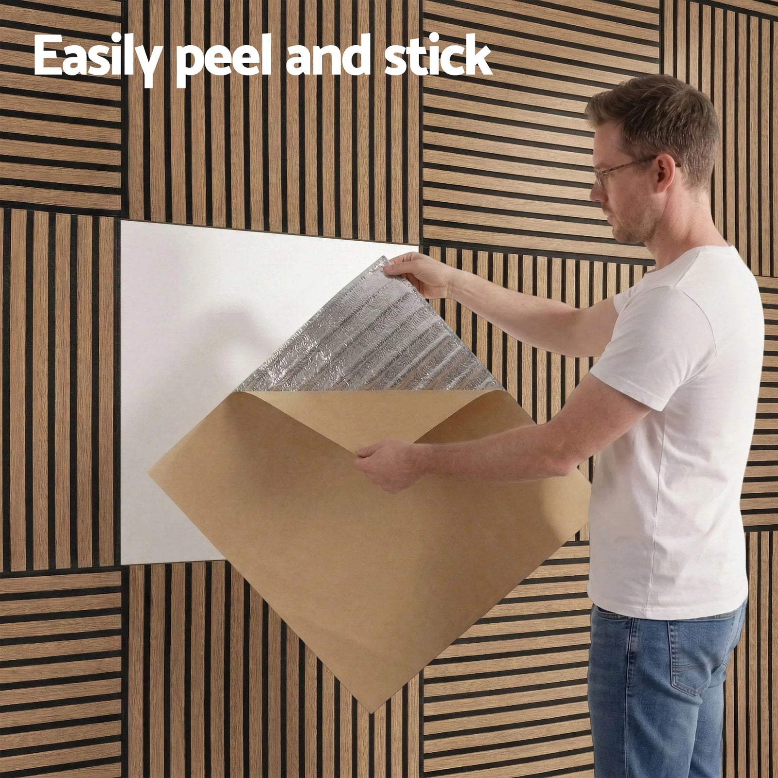 10PCS Peel and Stick Wall Panels Tiles 68X68CM Self Adhesive for Home Office Studio Brown