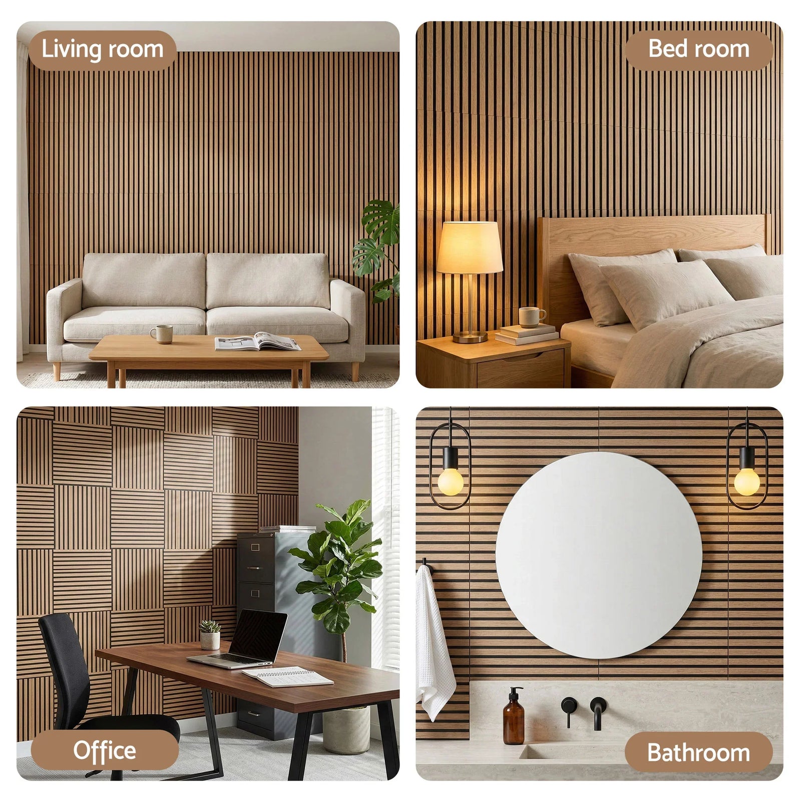 10PCS Peel and Stick Wall Panels Tiles 68X68CM Self Adhesive for Home Office Studio Brown