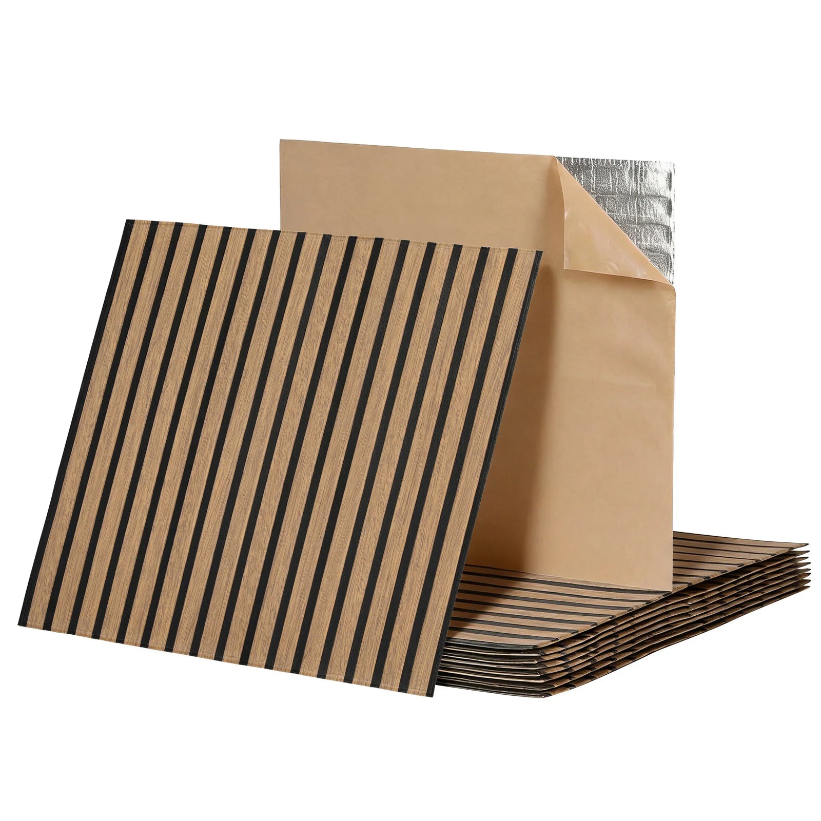 10PCS Peel and Stick Wall Panels Tiles 68X68CM Self Adhesive for Home Office Studio Brown